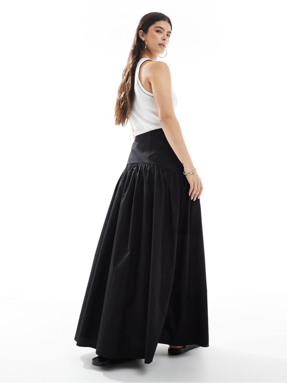 New - size 6 - ASOS DESIGN drop waist maxi skirt in black -100% cotton